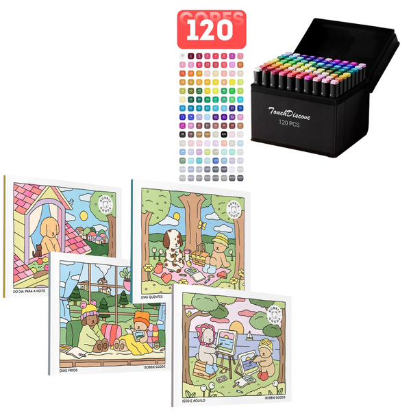 Coleção 4 Livros Bobbie Goods Originais + 120 Canetinhas Profissionais